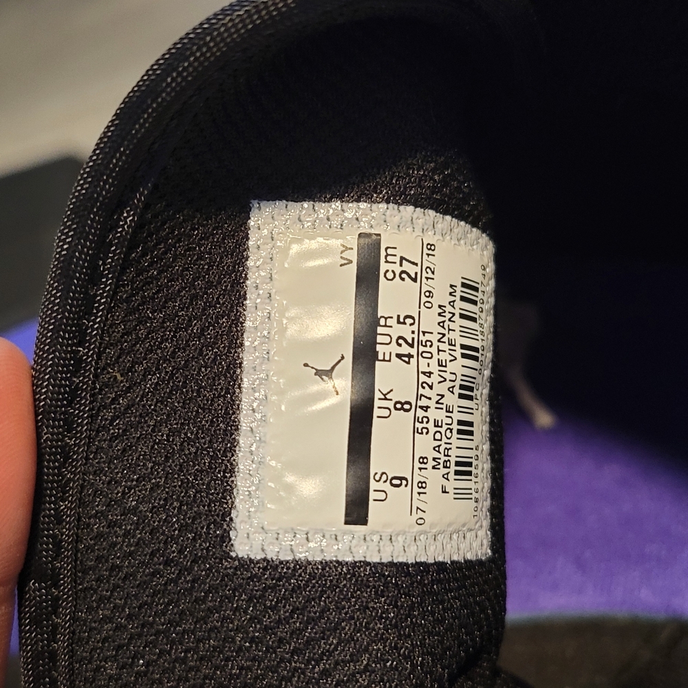 Jordan Black and Purple Sneakers High-Top Style - Picture 2 of 5